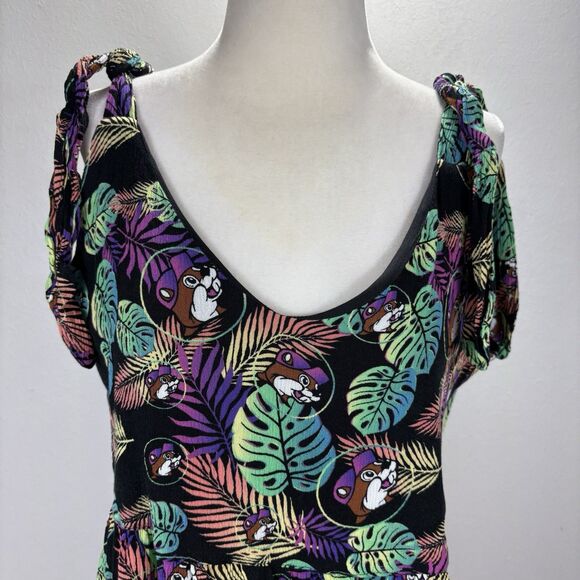BUC-EE’S Women’s Flounce Tank Top Tie Straps Palm All Over Print Flowy Vacation - Picture 3 of 11